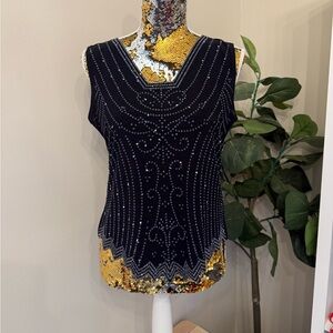 DB established 1962 Black Sleeveless Sparkle Top